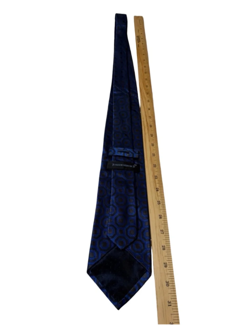Massimo Bizzocchi Silk Tie Blue Geometric Medallion Italy Luxury Designer
